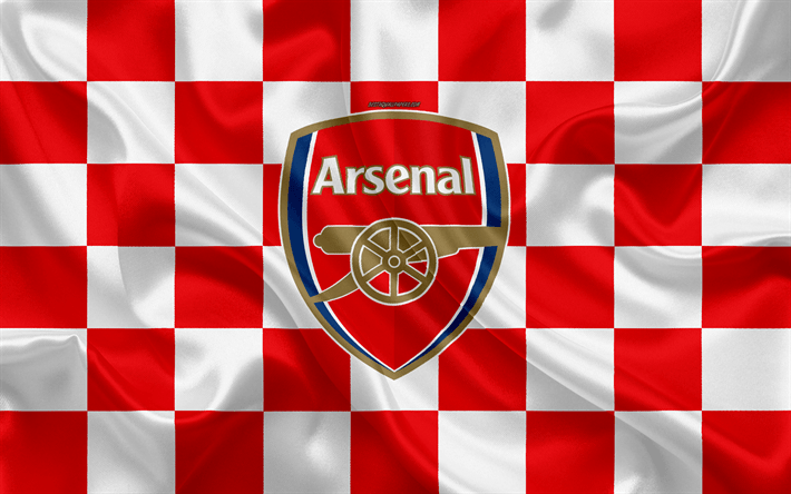 Red Checkered Logo - Download wallpapers Arsenal FC, 4k, logo, creative art, white red ...