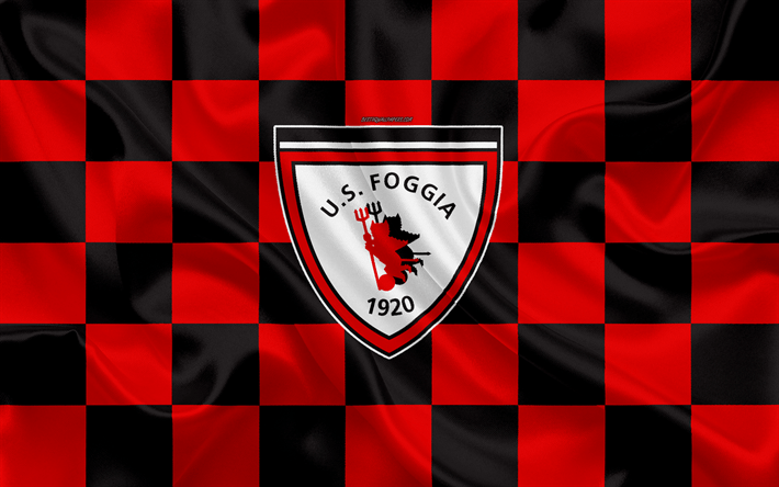 Red Checkered Logo - Download wallpaper Foggia Calcio, 4k, logo, creative art, black