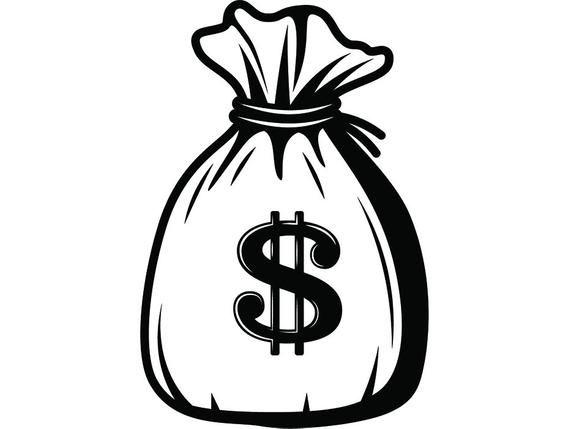 Dollar Sign Logo - Money Cash Bag Sack 100 Dollar Sign Bills Bank Success Business Advertising Design Element Logo .SVG .EPS .PNG Vector Cricut Cut Cutting