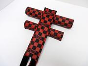 Red Checkered Logo - Flite Dark Red BMX Pad Set With Black Checkers Pattern Retro Style ...