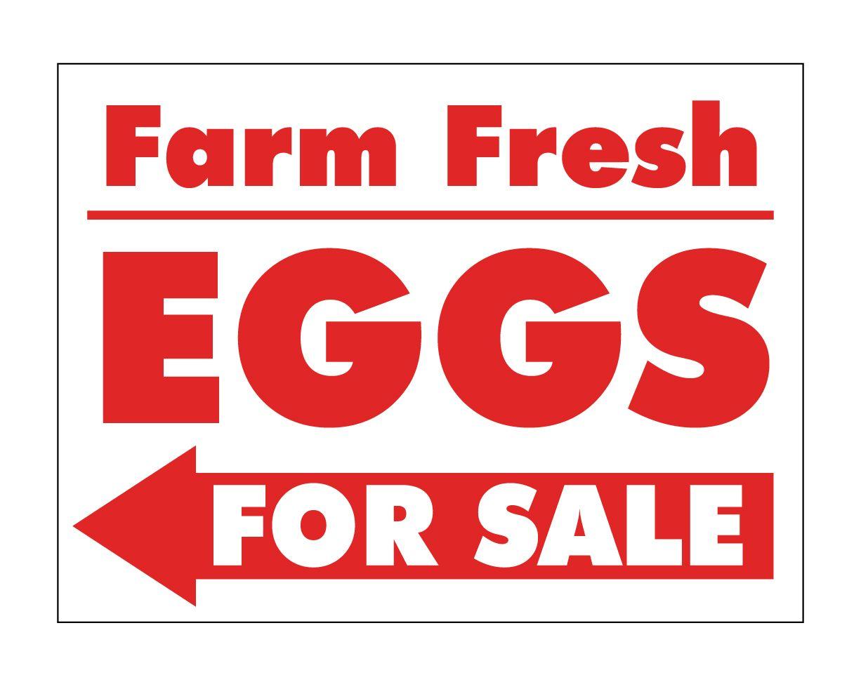 Arrows with Red and White Logo - Buy our Eggs left arrow sign from Signs World Wide