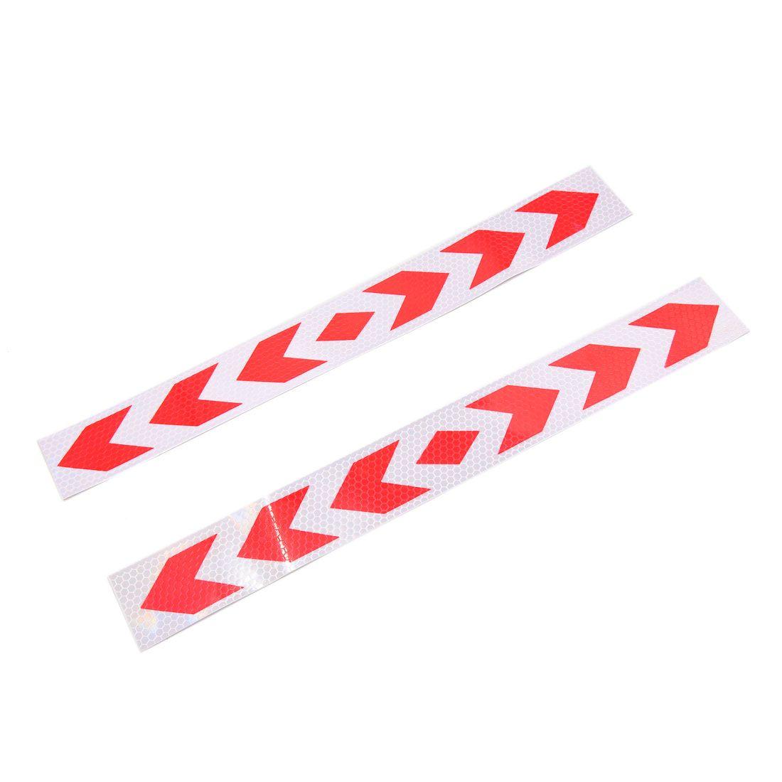 Arrows with Red and White Logo - 2Pcs Red White Arrows Pattern Car Reflective Sticker Safety Warning ...