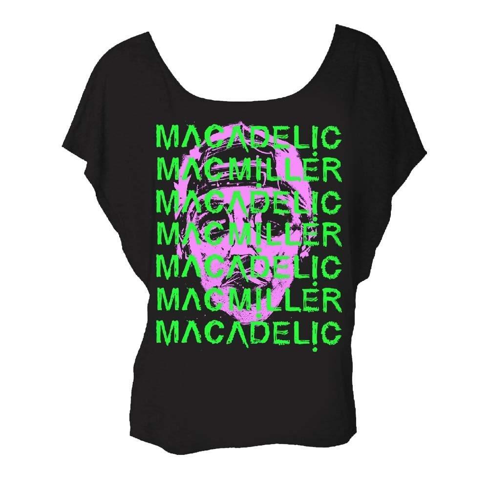 Mac Face Logo - Mac Miller Face Repeat Logo Women's Dolman T-Shirt – RockMerch