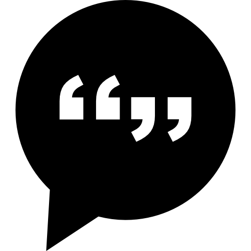 White Circle with Red Quotation Mark Logo - Conversation mark interface symbol of circular speech bubble