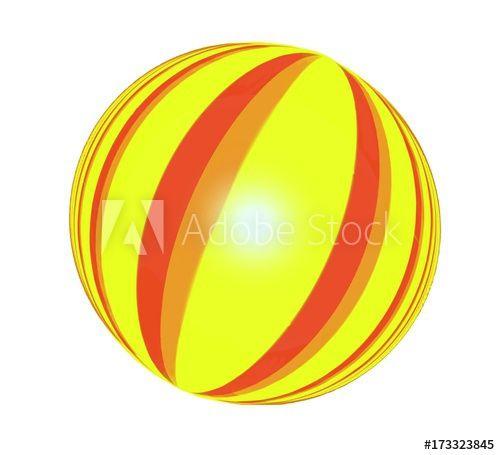 Yellow Ball Red Stripe Logo - Children's yellow ball with red and orange stripes this stock