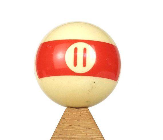 Yellow Ball Red Stripe Logo - Miniature 11 Billiard Ball Red Stripe Eleven XI Small Ball | Etsy