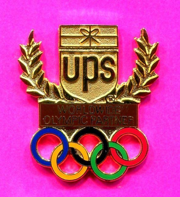 UPS Shield Logo - NAGANO OLYMPIC PIN UPS GOLD SHIELD OLYMPIC WREATH OVER OLYMPIC