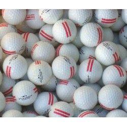 Yellow Ball Red Stripe Logo - used factory range balls - Golf Balls Galore