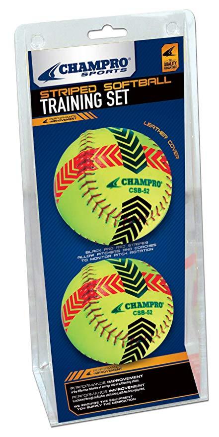 Yellow Ball Red Stripe Logo - Amazon.com : Champro Striped Training Softball Set Optic Yellow, 12