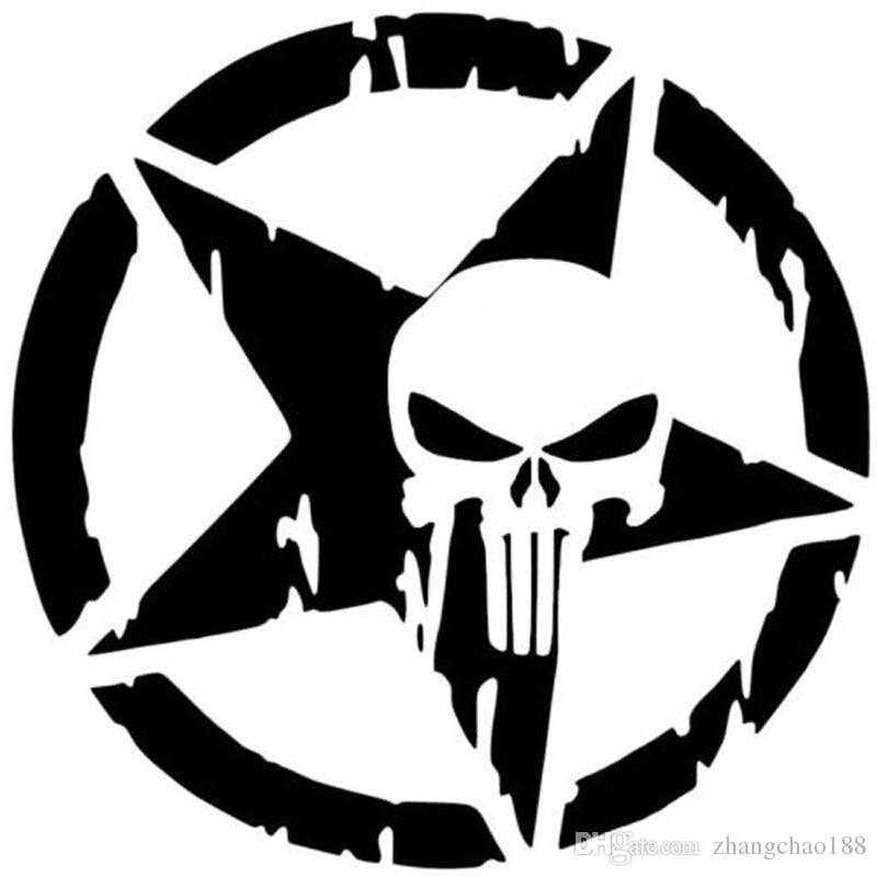 Automotive Cartoon Logo - Skull Star Cartoon Personalized Vinyl Motocycle Auto Car Sticker CA