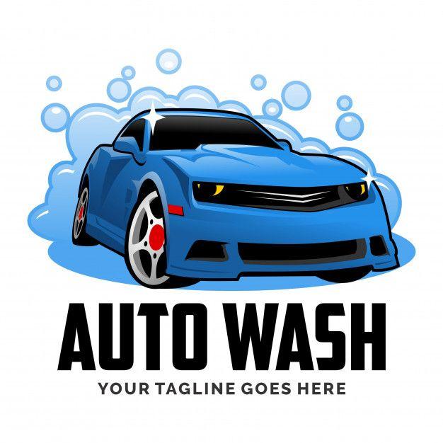 Automotive Cartoon Logo - Auto car wash cartoon logo design inspiration Vector