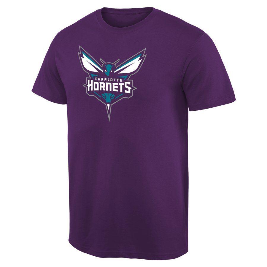 Purple Eagle Logo - Men's Charlotte Hornets Purple Primary Logo T Shirt