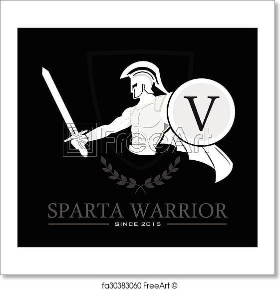 Warrior White Logo - Free art print of Sparta Warrior. White silhouette of sparta warrior