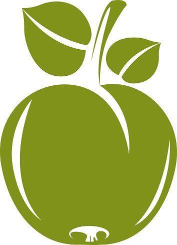 Single Green Leaf Logo - Single Green Simple Vector Apple With Green Leaves, Ripe Fruit