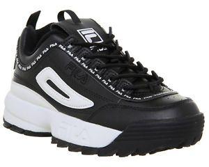 2 Black F Logo - Womens Fila Disruptor Ii Trainers Black White Black F Trainers Shoes