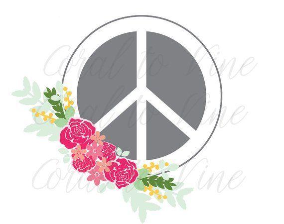 Peace Flower Logo - peace SVG, roses SVG, bouquet flower svg, peace sign SVG, floral svg ...