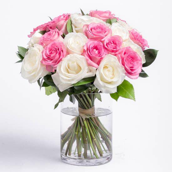 Flower Pink and White Logo - Roses - Pink and White Rose Bouquet - Ode à la Rose