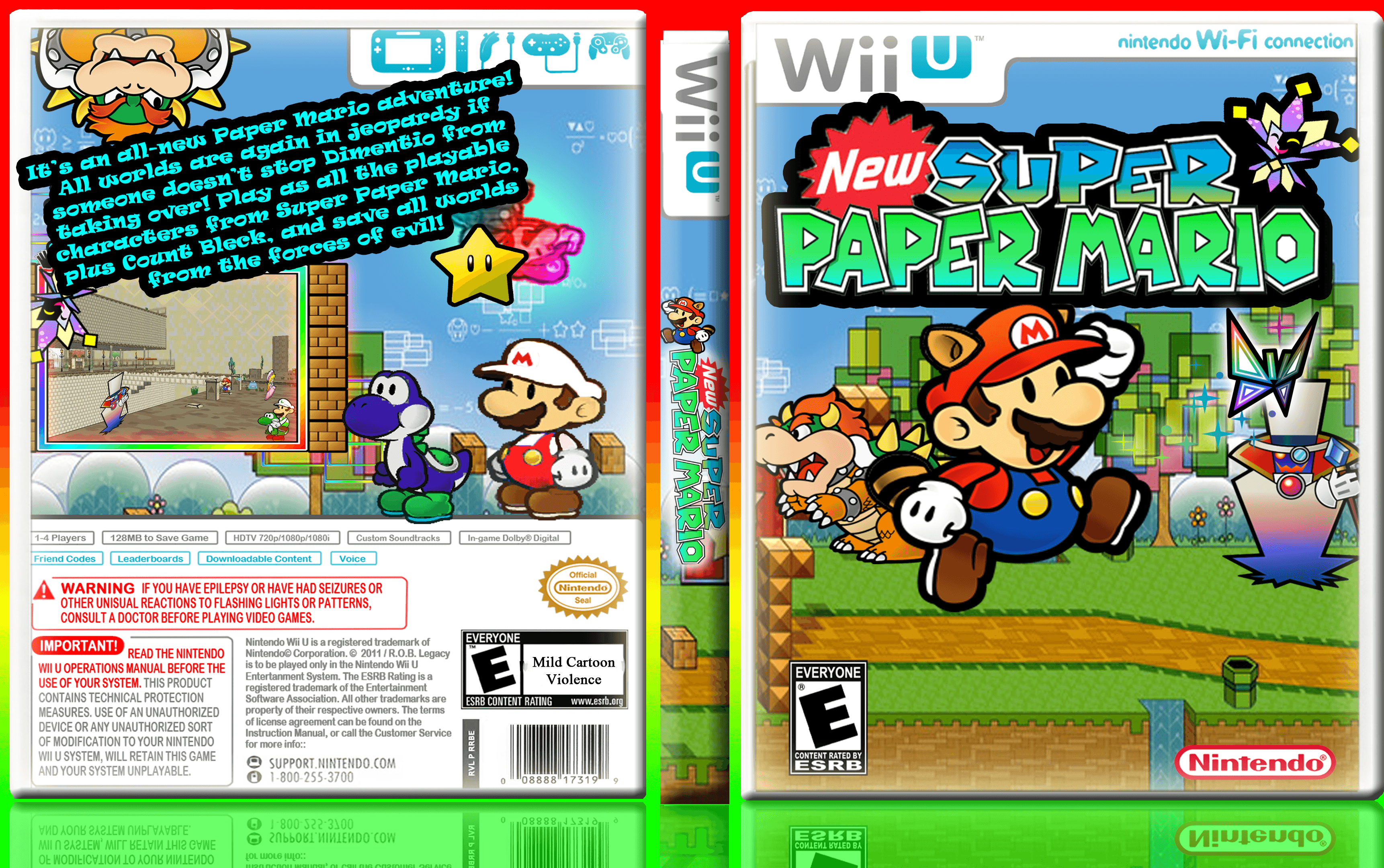 Super Paper Mario Wii Logo - New Super Paper Mario Wii U Box Art Cover by dimentio64