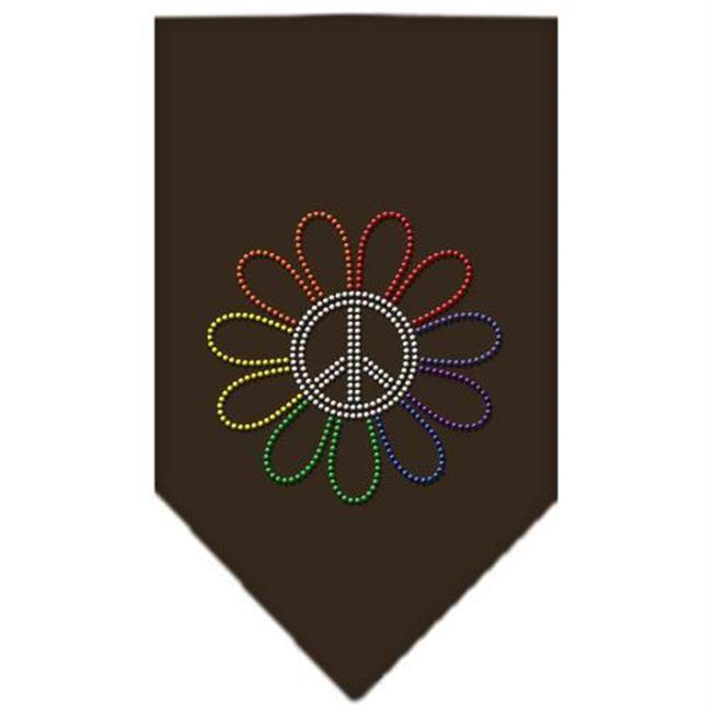 Peace Flower Logo - Rainbow Peace Flower Rhinestone Bandana Cocoa Small