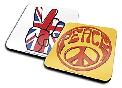 Peace Flower Logo - Amazon.com | Set Of 2 Coasters: Peace - Peace, Flower Power Logo + ...