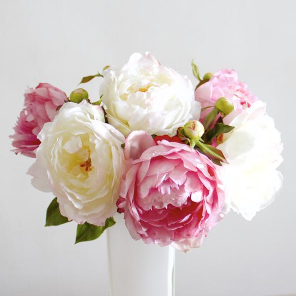 Flower Pink and White Logo - luxury artificial mixed peonies | Amaranthine Blooms