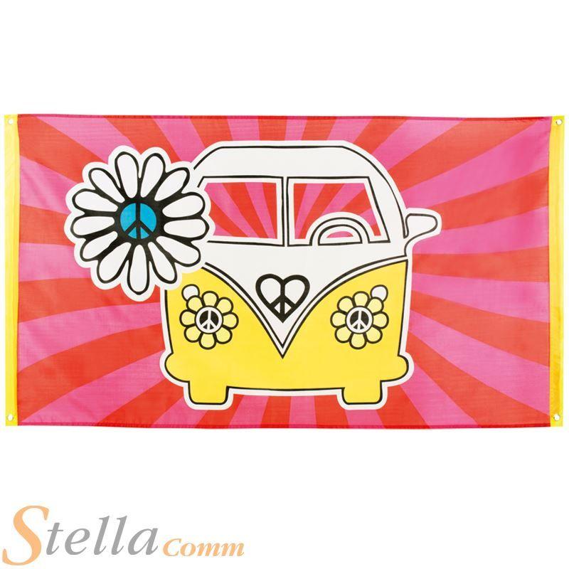 Peace Flower Logo - Campervan Flag 60s 70s Hippie Hippy Peace Flower Power Party Banner ...