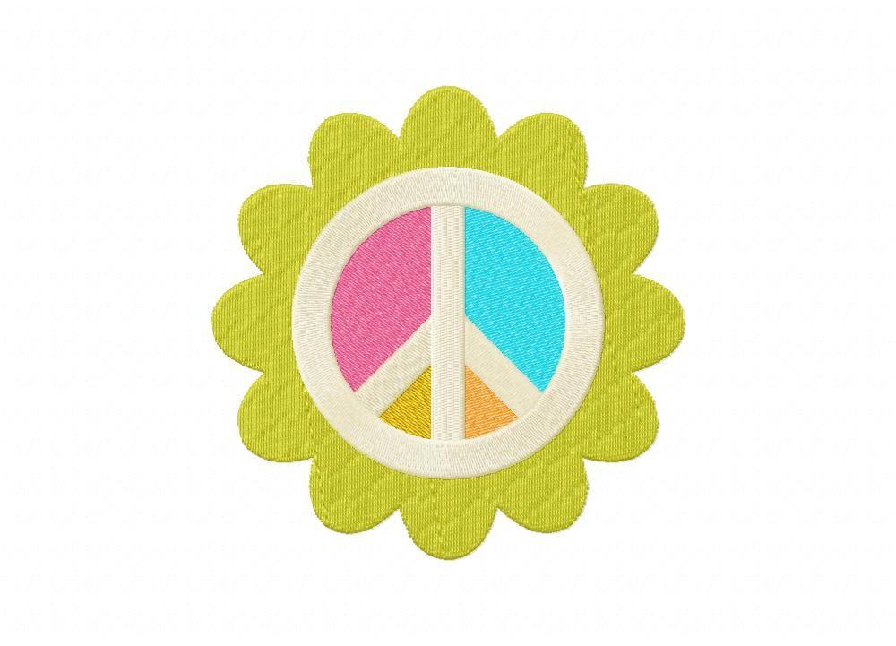 Peace Flower Logo - Love And Peace Flower Machine Embroidery Design – Daily Embroidery