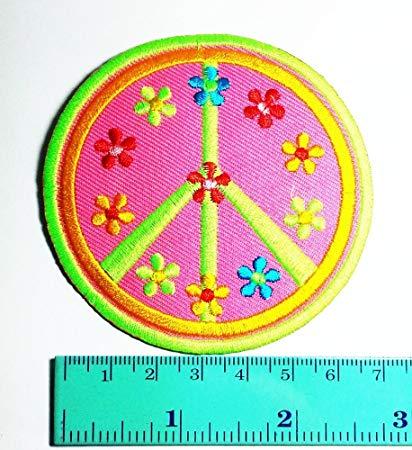 Peace Flower Logo - Amazon.com: 3 Patch Peace Flower Symbol Sign Hippie DIY Applique ...