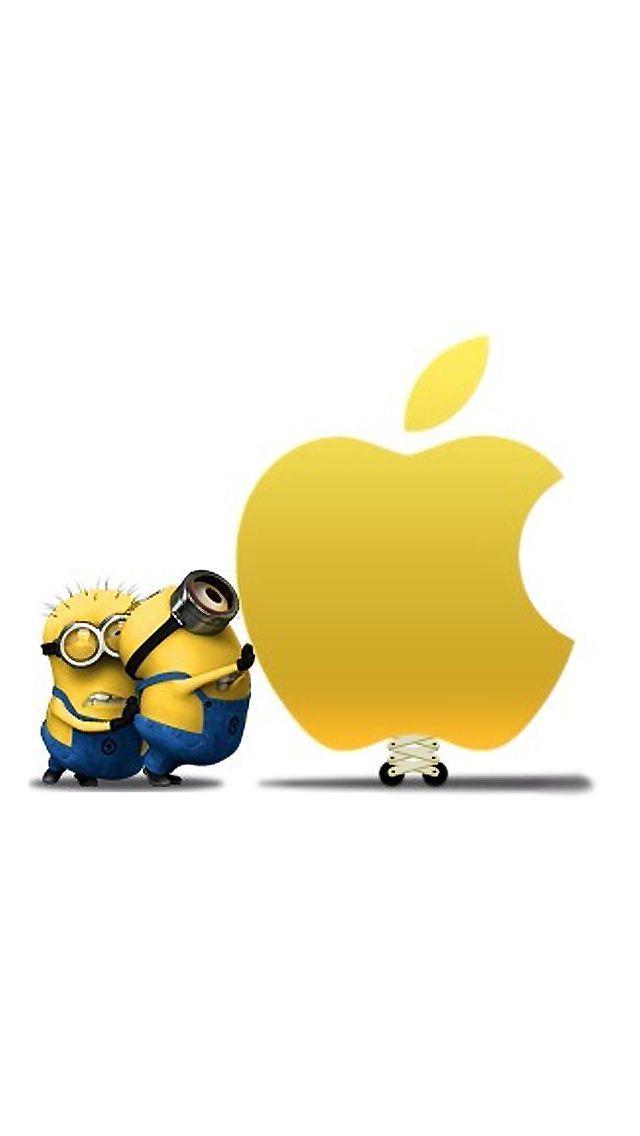Minion Rush App Logo - Minions pushing the apple logo | Disney iPhone wallpaper | Minions ...