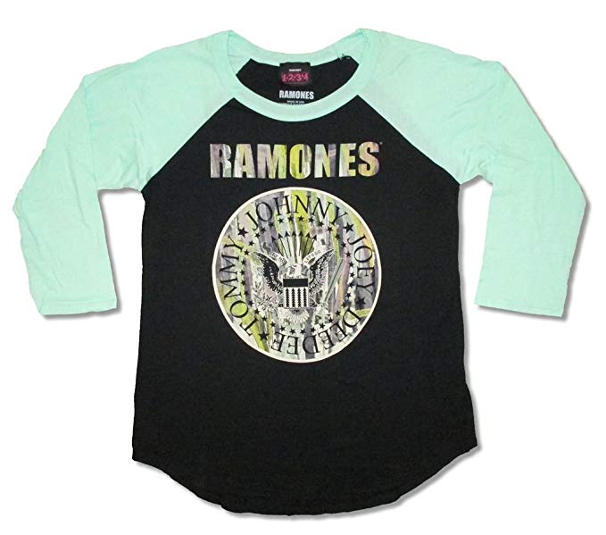 Seal Clothing Logo - Ramones Seal Classic Logo Black Green Raglan Jersey