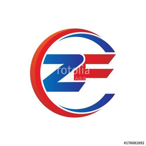 ZF Logo - zf logo vector modern initial swoosh circle blue and red Stock