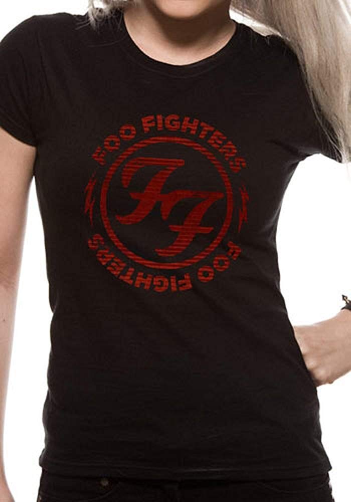 In Red Circle Logo - Official Foo Fighters - Logo in Red Circle - Ladies Skinny Fit T ...