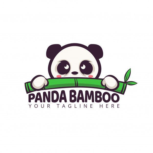 Cute Panda Logo - Cute panda cartoon character logo with bamboo leaf Vector. Premium