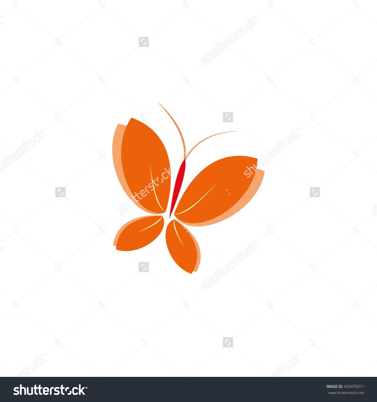 Colored Butterfly Logo - Eco Orange Icon Symbol Of Butterfly. Vector Illustration, Isolated ...