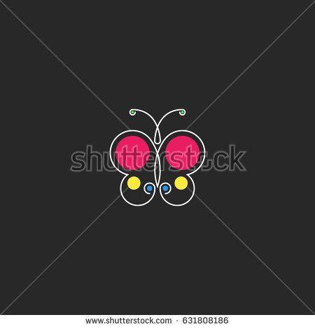 Colored Butterfly Logo - Butterfly logo hipster minimal style monogram, silhouette abstract ...