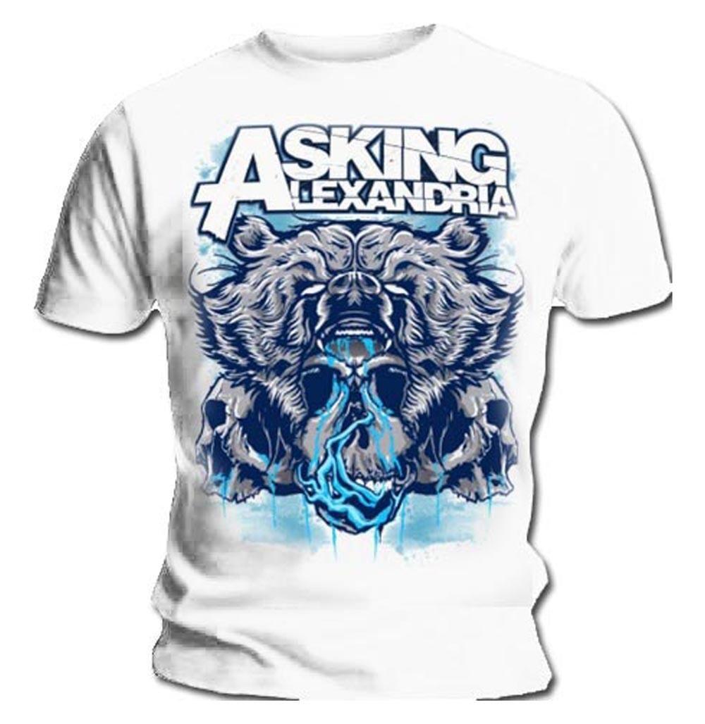 Asking Alexandria Lion Logo - Official T Shirt ASKING ALEXANDRIA White BEAR SKULL All Sizes