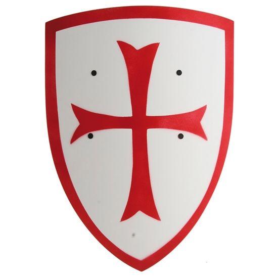 White Cross with Red Shield Logo - Toy Estate. Knight templar shield white with red cross