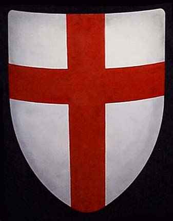 White Cross with Red Shield Logo - Crusader Shield