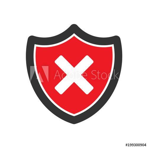 White Cross with Red Shield Logo - Red shield with cross mark. Unsafe icon isolated on white background ...