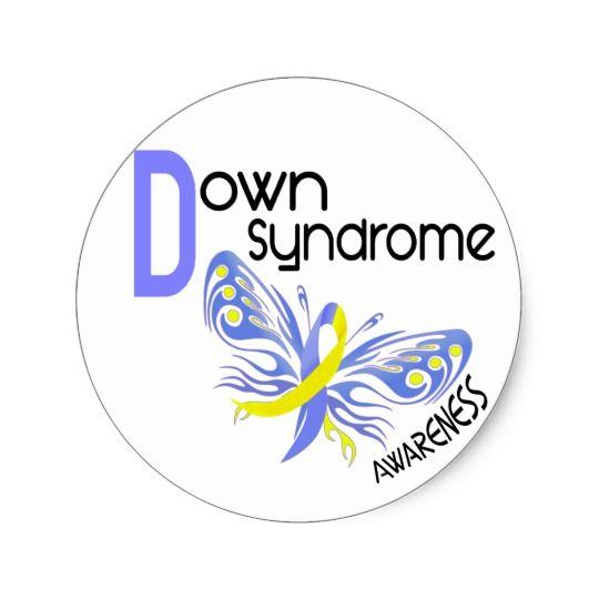 Down Syndrome Butterfly Logo - Down Syndrome BUTTERFLY 3.1 Classic Round Sticker | Zazzle.com