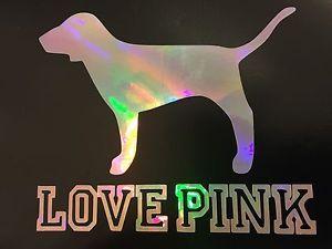 Love Pink Victoria Secret Logo - Love Pink Victoria's Secret Dog Rainbow Holographic Decal Sticker ...
