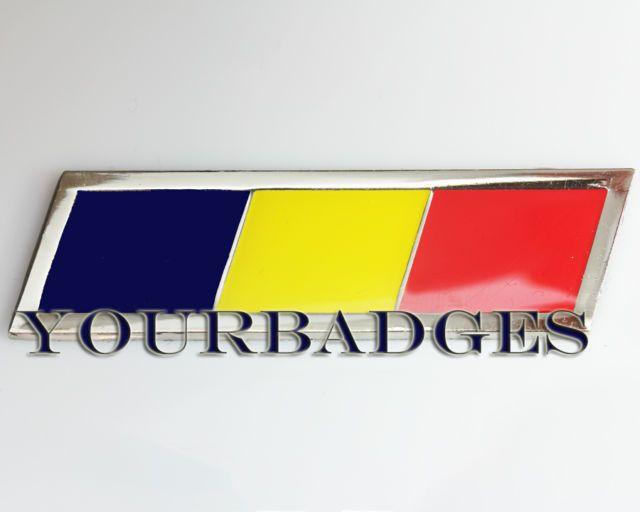 Romanian Car Logo - Enamel Chrome Romanian Flag Car Badge Romania Ro