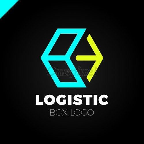 Turquoise Arrow Logo - Delivery Box with Arrow Logo. Colorful line style - 3865190 | Onepixel
