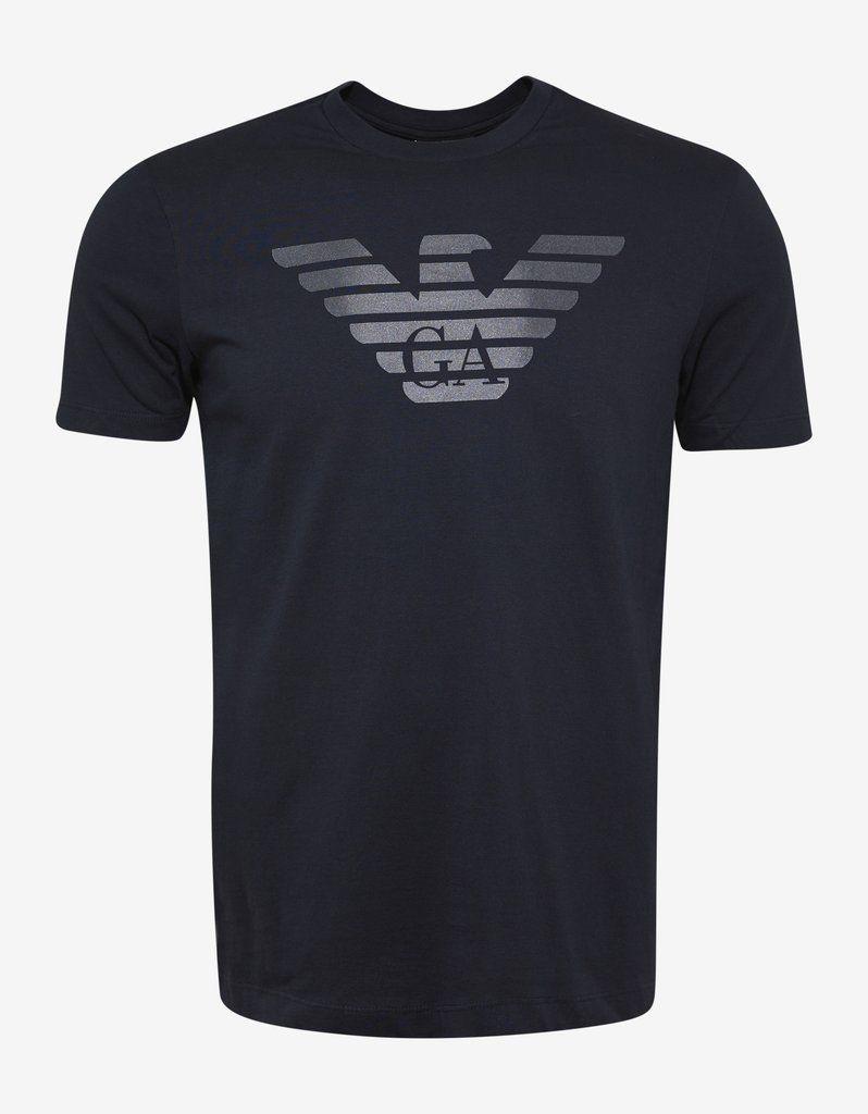 Navy Blue Eagle Logo - Emporio Armani Navy Blue Eagle Logo Print T-Shirt – ZOOFASHIONS.COM