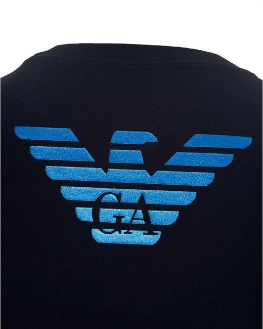Navy Blue Eagle Logo - Lyst Armani Metal Eagle T Shirt, Large Back Logo Navy Blue