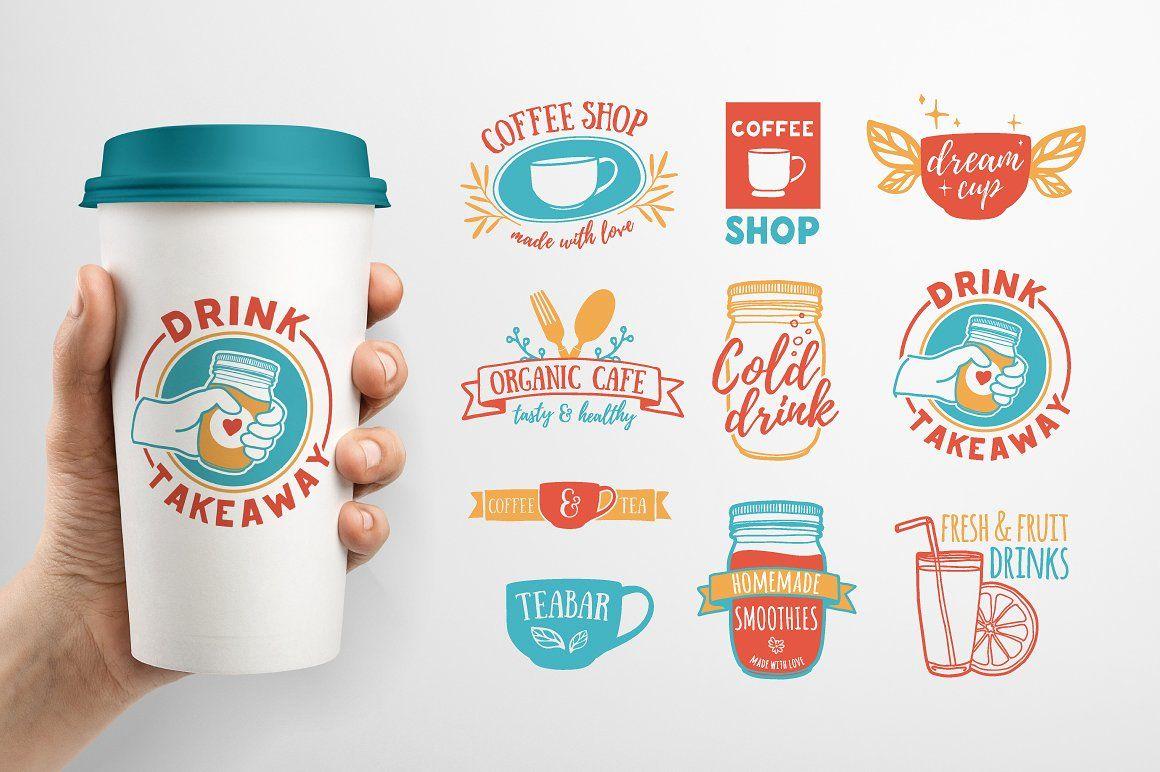 Coffee Drink Logo - Set of Cafe badges, labels & logos Logo Templates Creative Market