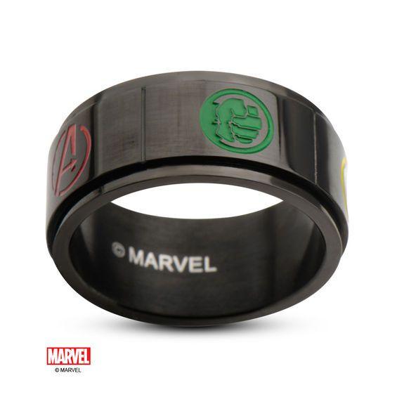 Zales Logo - MARVEL Men's 10.0mm Enamel Avengers Character Logos Spinner Band in ...