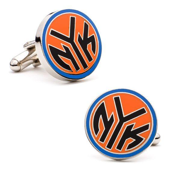 Zales Logo - Men's NBA New York Knicks Logo Enamel Cuff Links in White Rhodium