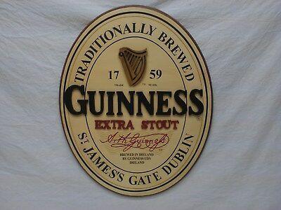 Guinness Extra Stout Logo - OFFICIAL GUINNESS EXTRA STOUT Harp Logo 18 Oval Wooden Beer Sign 3D