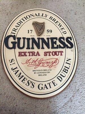 Guinness Extra Stout Logo - OFFICIAL GUINNESS EXTRA STOUT Harp Logo 18 Oval Wooden Beer Sign 3D